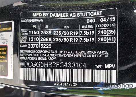 2015 Mercedes-Benz Glk 350 z USA, uszkodzony, nr VIN WDCGG5HB2FG430104